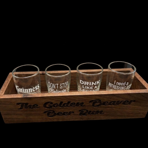 Custom Beer Flight Box with 4 Sampling Glasses